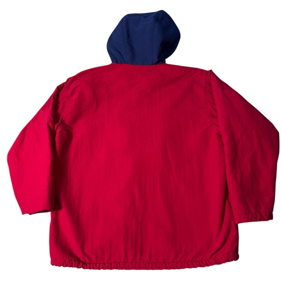 Men's Lands' End Squall Jacket Fleece XL 46-48 Red Blue Nylon USA Vintage - Picture 2 of 9